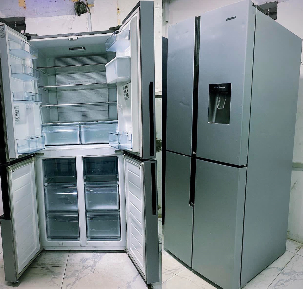 Side by side four doors refrigerator